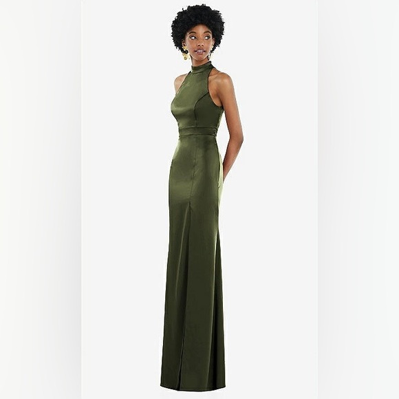 New LOVELY BRIDESMAIDS OLIVE GREEN LUX CHARMEUSE BRIDESMAID DRESSES Size 14R - Picture 2 of 6